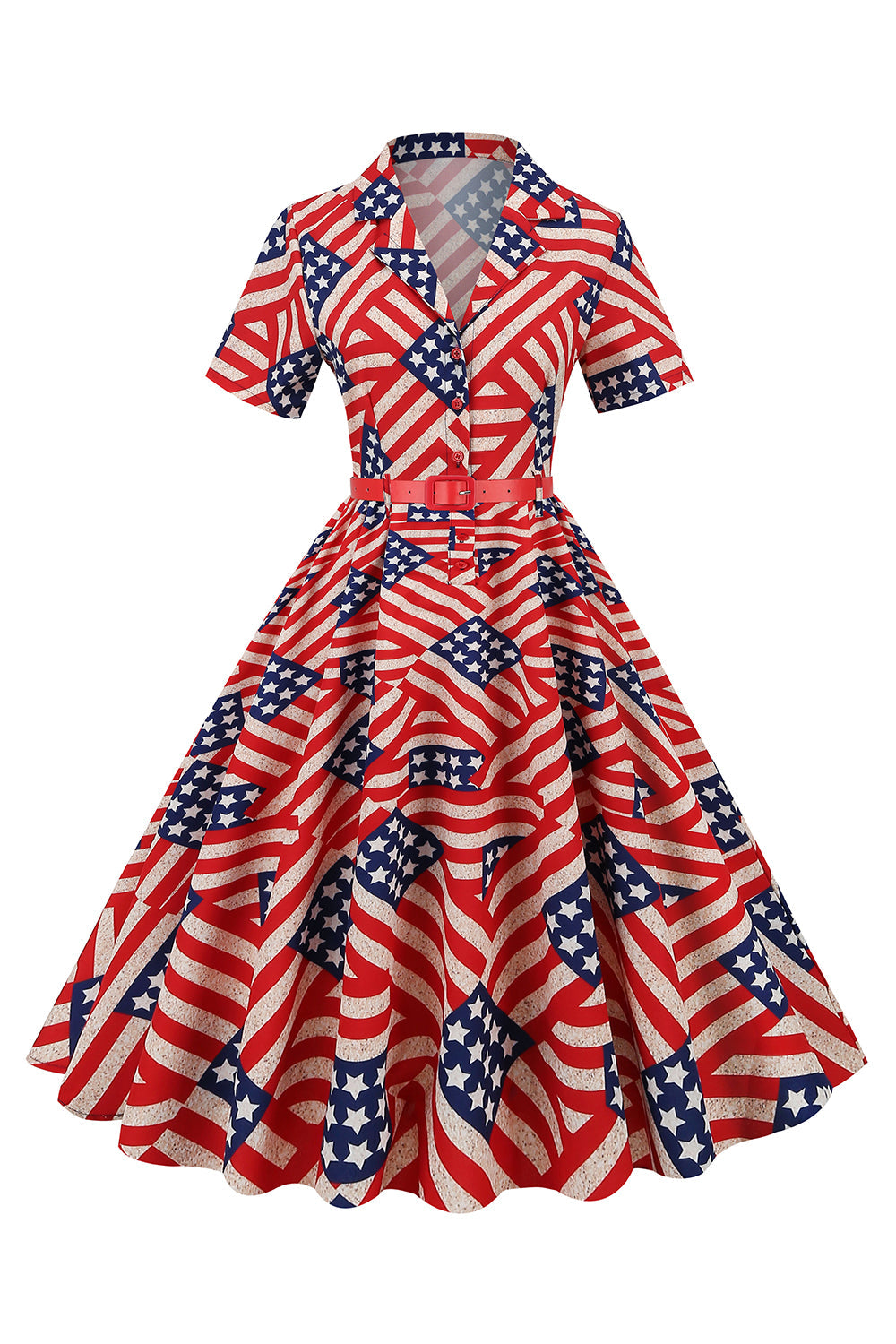 Abito Vintage stampato con stampa bandiera americana