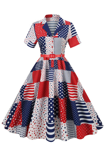 Independence Day Flag Stampa Abito Vintage