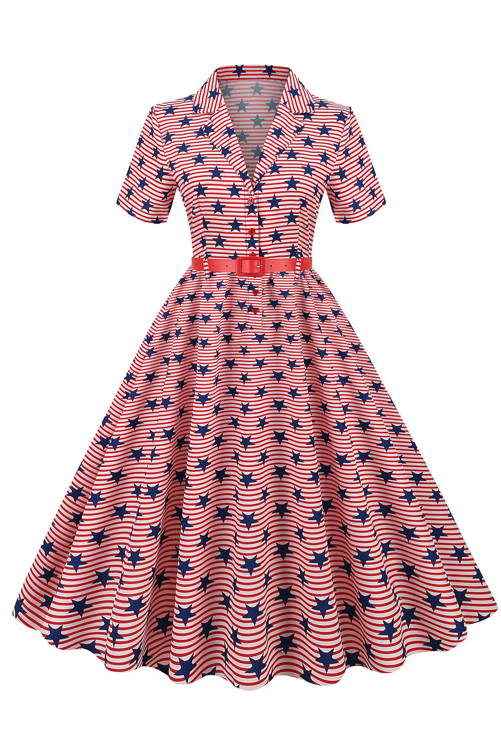 American Flag Stars Stampa Vintage Dress
