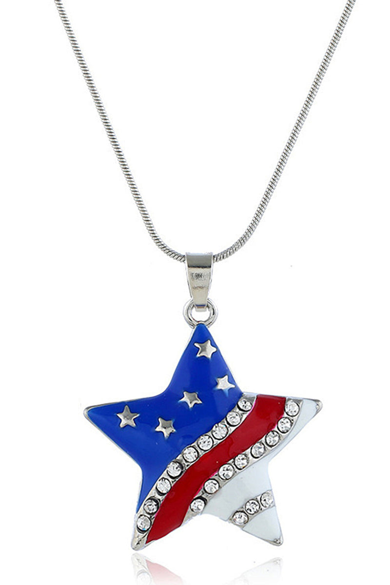 Carica l&#39;immagine nel visualizzatore di Gallery, Bandiera americana Pentagram Collana Diamanti