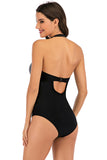 Costume intero Halter Collo Alto Nero Costumi da Bagno