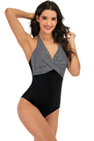 Costume intero Halter Collo Alto Nero Costumi da Bagno