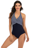 Costume intero Halter Collo Alto Nero Costumi da Bagno