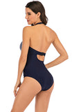 Costume intero Halter Collo Alto Nero Costumi da Bagno