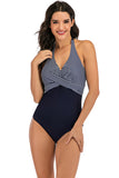 Costume intero Halter Collo Alto Nero Costumi da Bagno