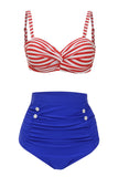 Costume da bagno a pois a vita alta a due pezzi