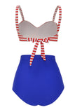 Costume da bagno a pois a vita alta a due pezzi