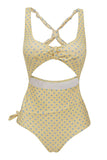Costume da bagno giallo a vita alta monopezzo