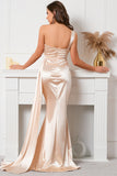 Champagne Una Spalla Sirena Prom Abito