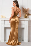 Khaki Halter Backless Abito da ballo a sirena