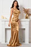 Khaki Halter Backless Abito da ballo a sirena