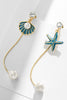 Carica l&#39;immagine nel visualizzatore di Gallery, Blue Pearl Starfish Nappa Orecchini a perno lungo
