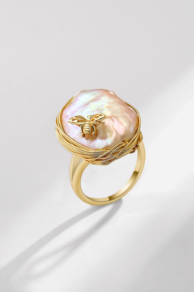 Carica l&#39;immagine nel visualizzatore di Gallery, Anello di perle a forma barocca