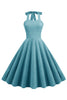 Carica l&#39;immagine nel visualizzatore di Gallery, Halter Plaid 1950s Swing Dress