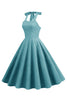 Carica l&#39;immagine nel visualizzatore di Gallery, Halter Plaid 1950s Swing Dress