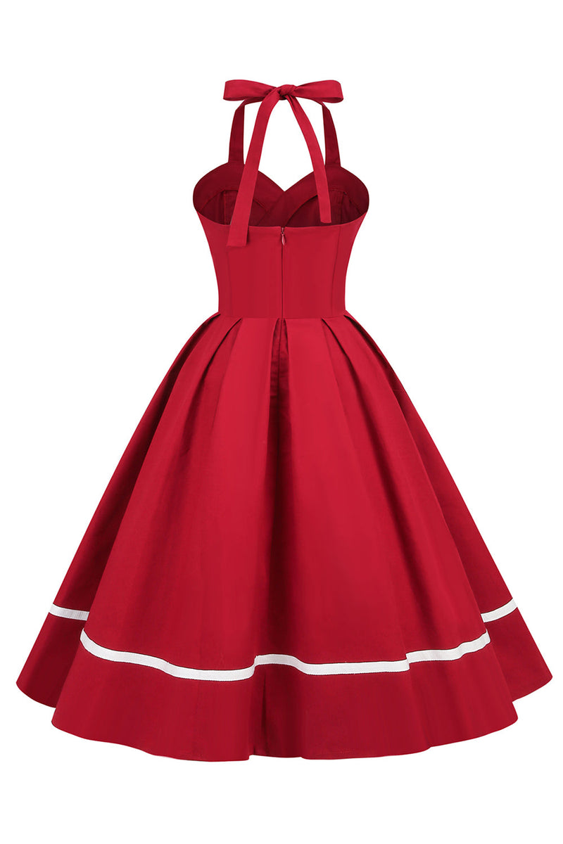 Carica l&#39;immagine nel visualizzatore di Gallery, Halter Nero 1950s Swing Dress