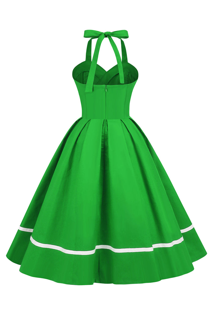 Carica l&#39;immagine nel visualizzatore di Gallery, Halter Nero 1950s Swing Dress