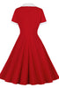 Carica l&#39;immagine nel visualizzatore di Gallery, Red Lapel Neck 1950s Swing Dress