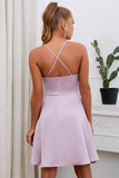 A Line Spaghetti Straps Purple Short Homecoming Dress