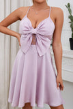 A Line Spaghetti Straps Purple Short Homecoming Dress