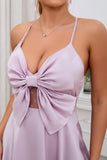A Line Spaghetti Straps Purple Short Homecoming Dress