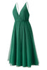 Carica l&#39;immagine nel visualizzatore di Gallery, Semplice Deep V Neck Green Party Dress