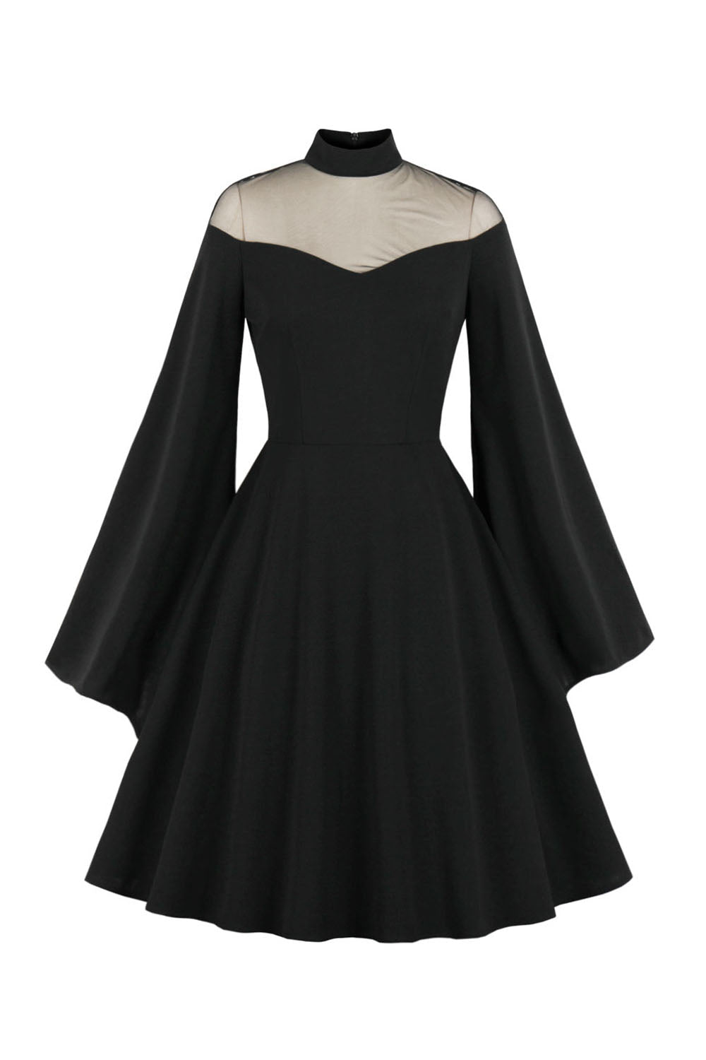 Abito Vintage Nero halloween con maniche lunghe