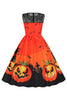 Carica l&#39;immagine nel visualizzatore di Gallery, Vintage Girocollo Pannello Pannello Stampa Halloween Abito