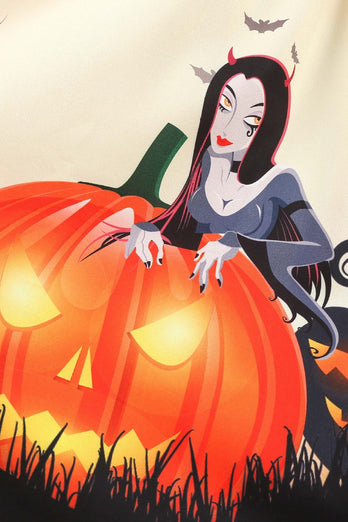 Scollo a V Manica Lunga Jack-o-lantern Stampa Halloween Retro Abito