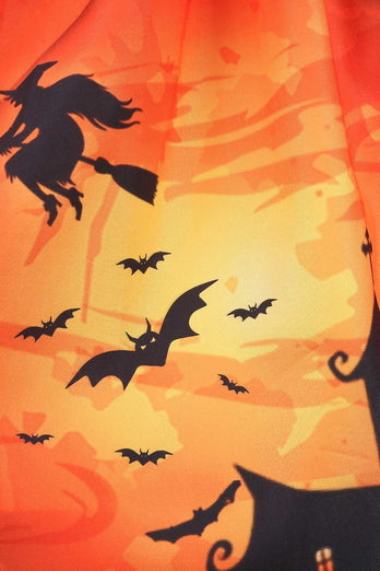 Scollo a V Manica Lunga Jack-o-lantern Stampa Halloween Retro Abito