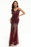 Paillettes Nere Spaghetti Straps Tulle Prom Dress