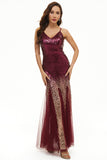 Paillettes Nere Spaghetti Straps Tulle Prom Dress