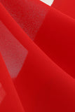 A Linea Abito Vintage Rosso Scollo a V con Maniche Corte