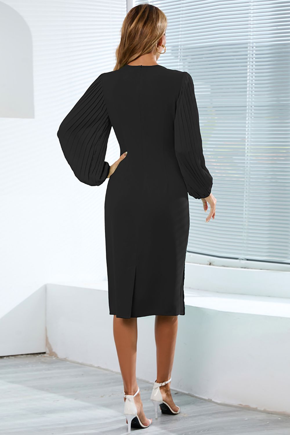 Bodycon Maniche Lunghe Casual Dress con Volant