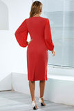 Bodycon Maniche Lunghe Casual Dress con Volant