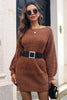 Carica l&#39;immagine nel visualizzatore di Gallery, Coffee Mini Knitted Sweater Dress (La cintura non è inclusa)