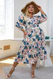 Blue Flower Maniche Lunghe Abito Casual