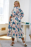 Blue Flower Maniche Lunghe Abito Casual