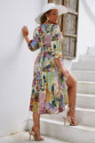 Blue Flower Maniche Lunghe Abito Casual