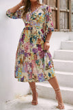 Blue Flower Maniche Lunghe Abito Casual