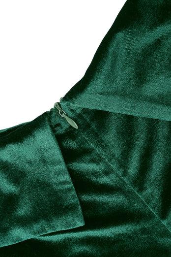 Una linea fuori dalla spalla abito di velluto verde scuro