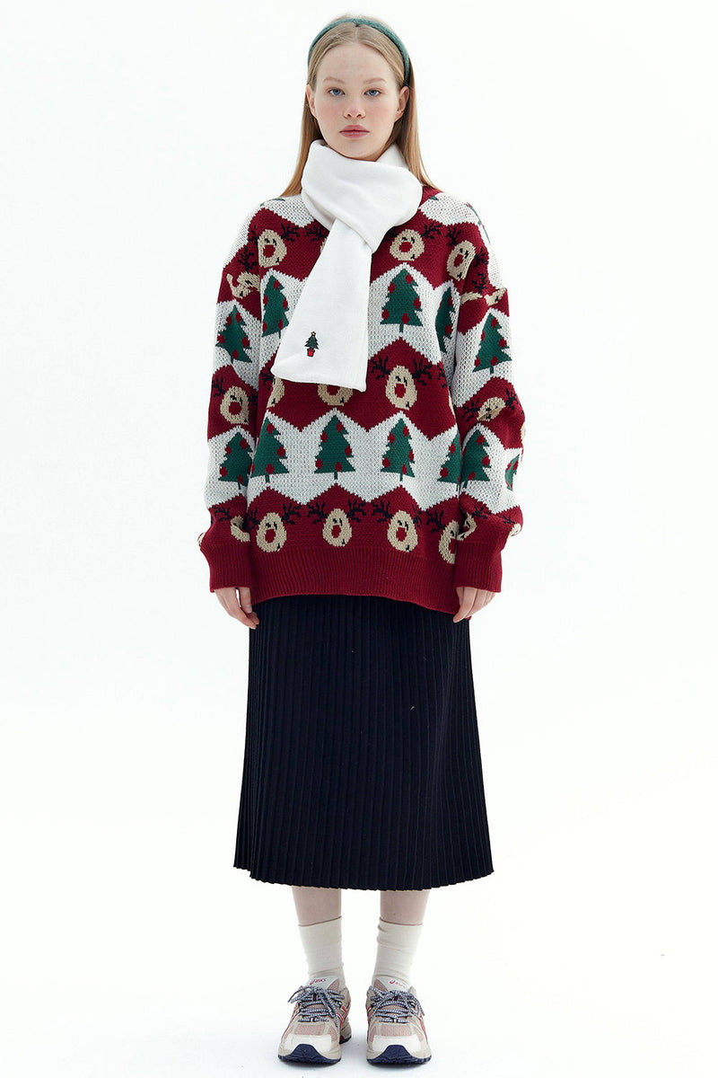 Carica l&#39;immagine nel visualizzatore di Gallery, Maglione per albero di Natale oversize a maniche lunghe