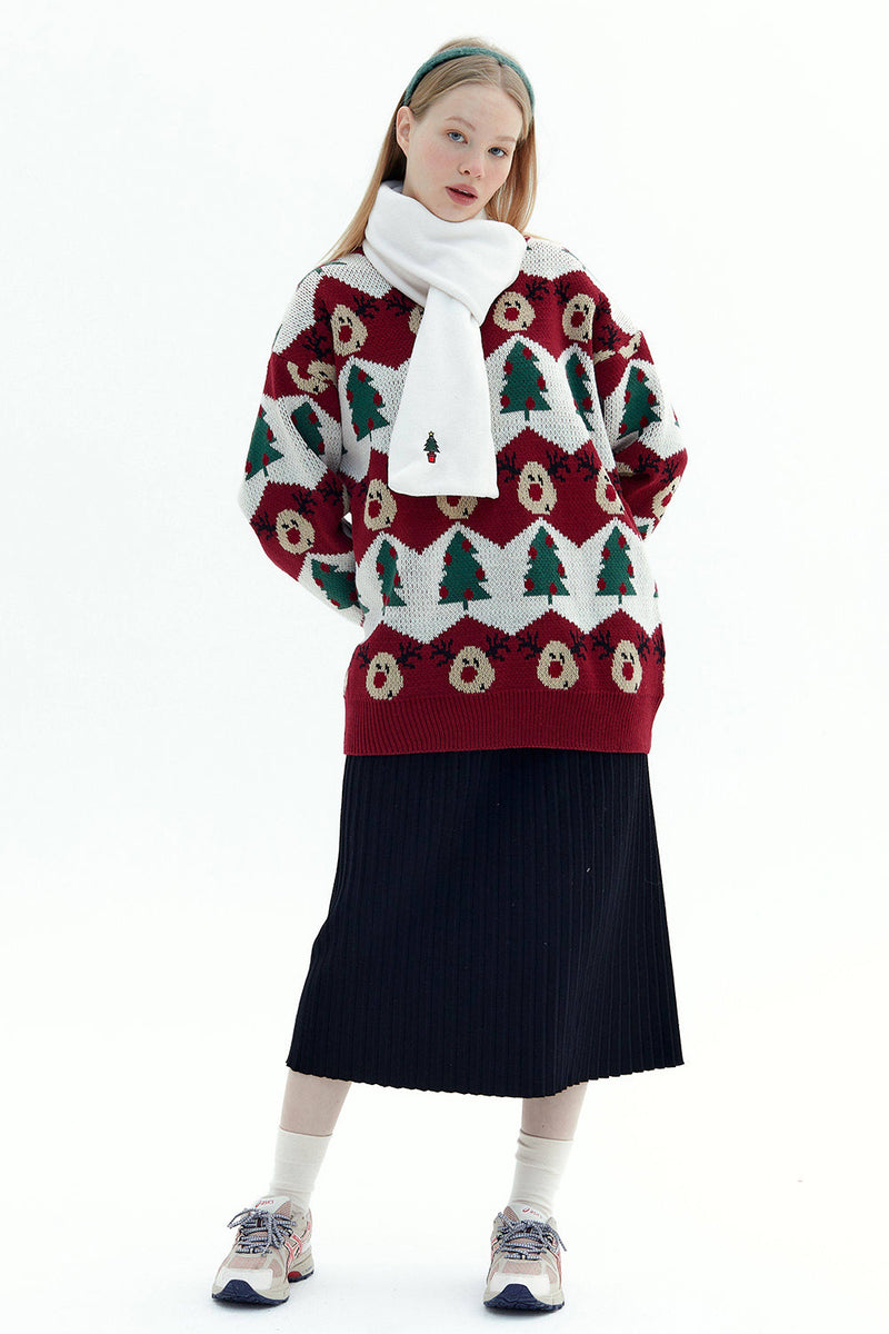 Carica l&#39;immagine nel visualizzatore di Gallery, Maglione per albero di Natale oversize a maniche lunghe