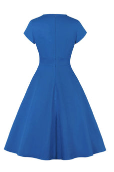 Jewel Blu 1950s Vestito con buco della serratura