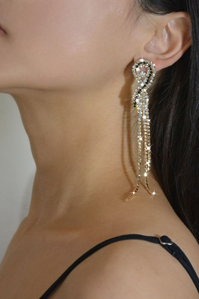 Big SPARKLY CRYSTAL CROSS Dangle 8cm Long Earrings SILVER - Foto 6