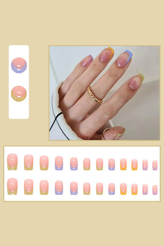 24 pezzi stampa colorata sulle unghie unghie unghie corte unghie false