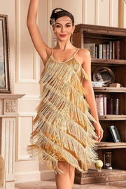 Spaghetti dorati con frange ruggenti anni '20 Grande Gatsby Abito