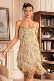 Spaghetti Grigi Fringed Roaring 20s Great Gatsby Dress
