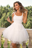 Hot Pink A Line Tulle Cute Homecoming Dress
