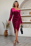 Nero maniche lunghe velluto Holiday Party Dress